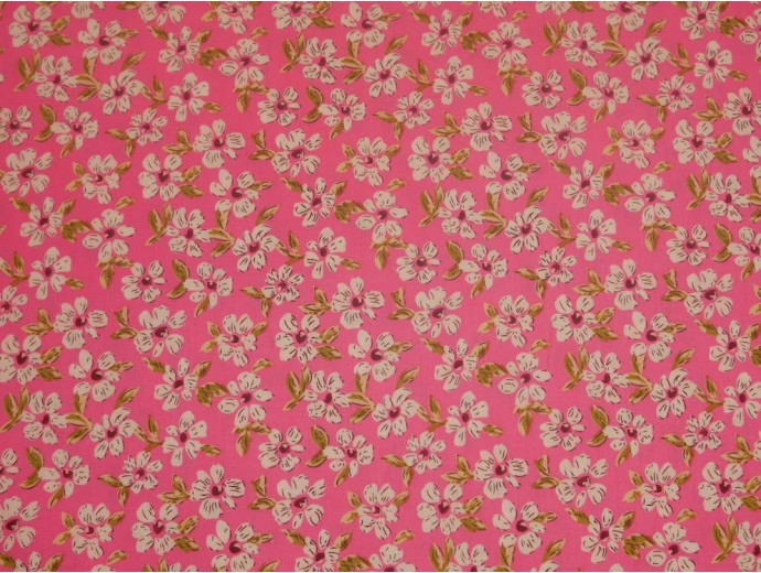 Printed Cotton Poplin Fabric - Ditsy Pink Flowers